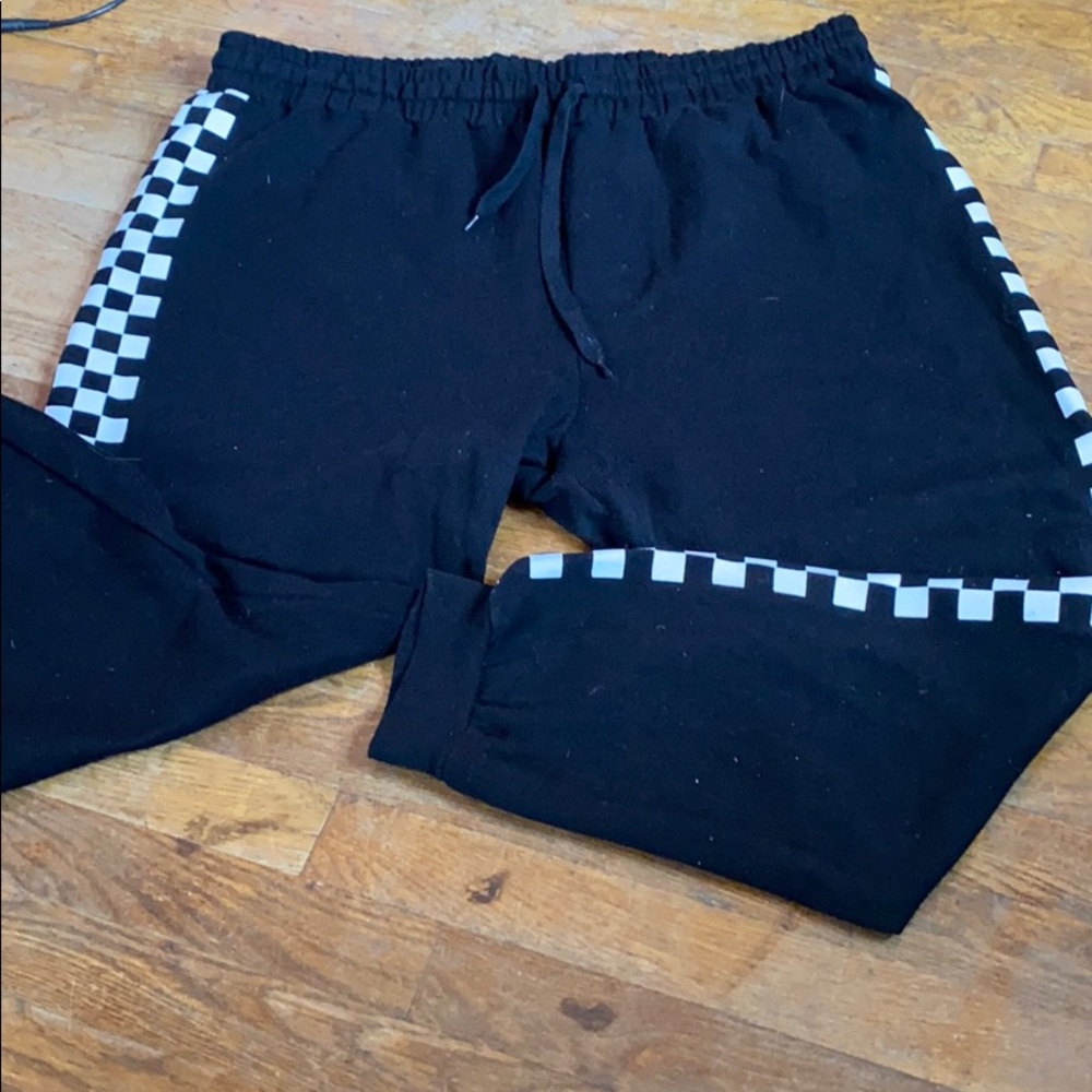 Checkered stripe black joggers